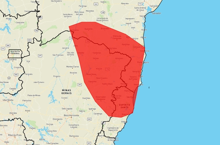 Instituto emite alerta vermelho de grande perigo de chuvas para a Bahia