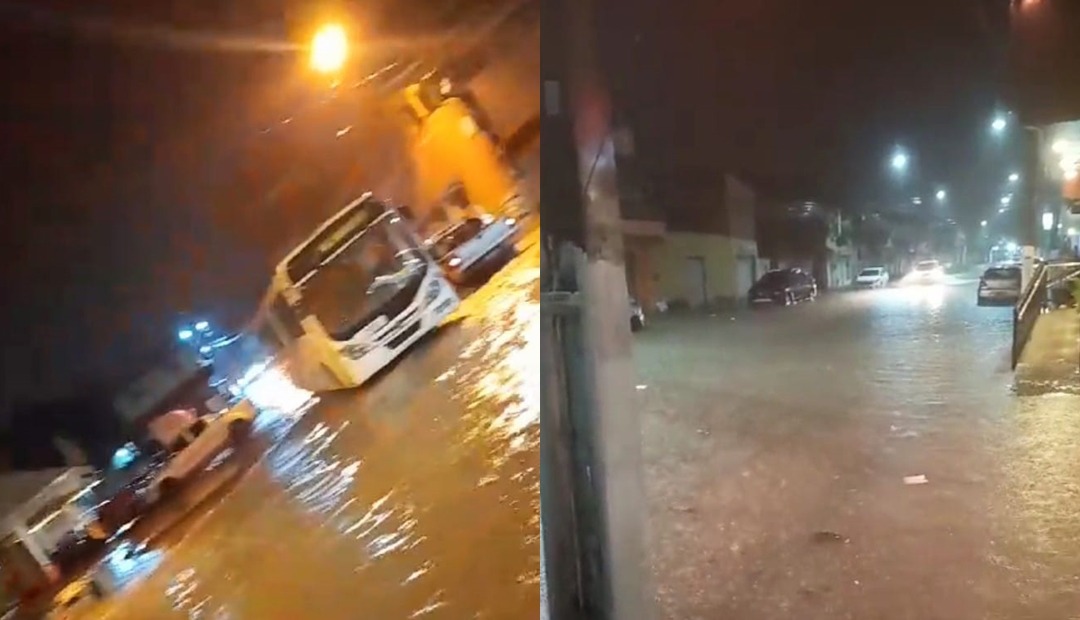 Chuva inunda ruas e provoca diversos prejuízos em Porto Seguro na noite desta quarta-feira (05)