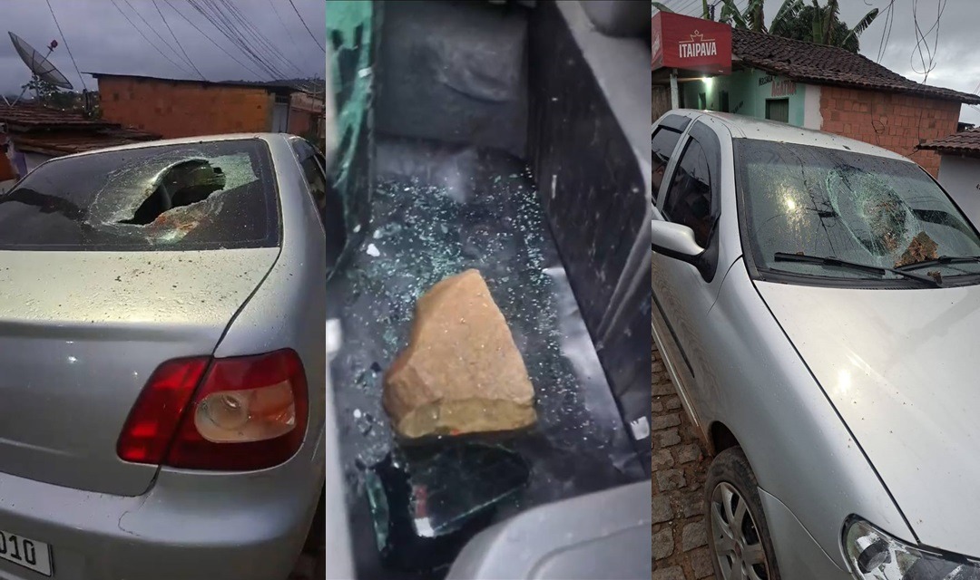 Homem quebra três carros e lança pedra em moradores no bairro Novo Horizonte