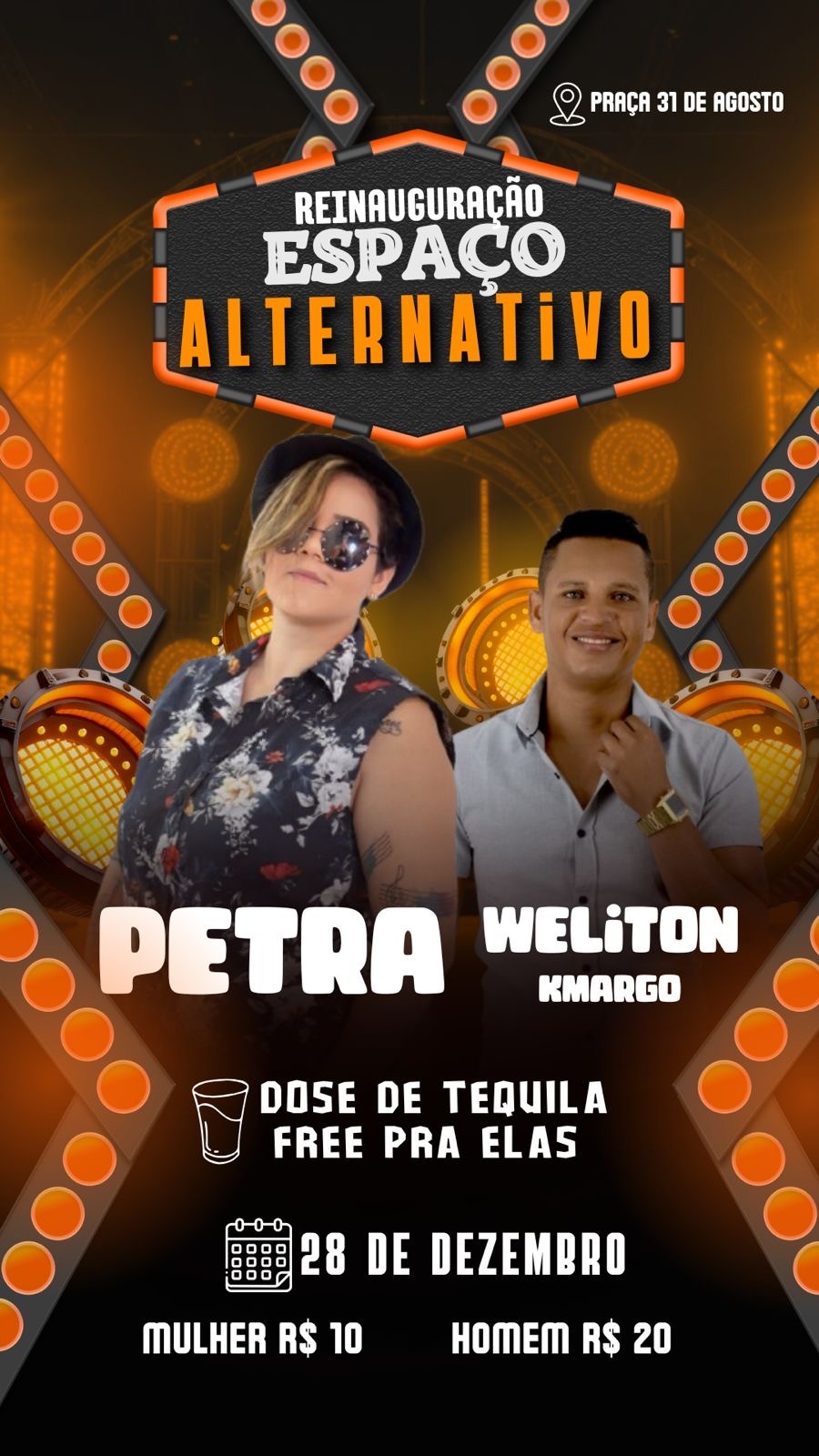 Espaço Alternativo será reinaugurado com show de Petra e Weliton em Guaratinga