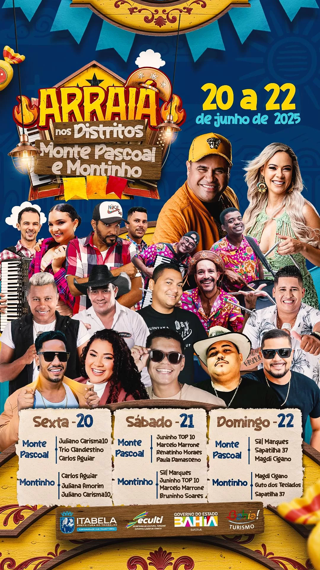 Prefeitura divulga programação do São João nos distritos de Monte Pascoal e Montinho; confira as atrações